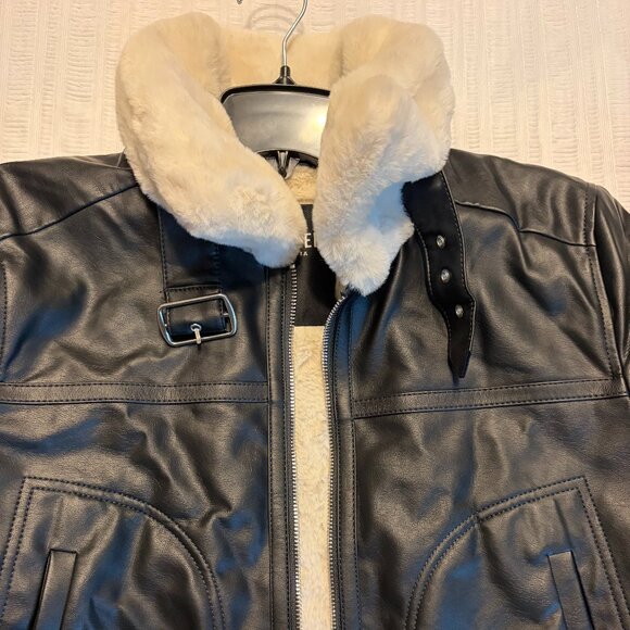 Hollister Aviator Jacket, Faux Leather, Size M - Picture 4 of 4